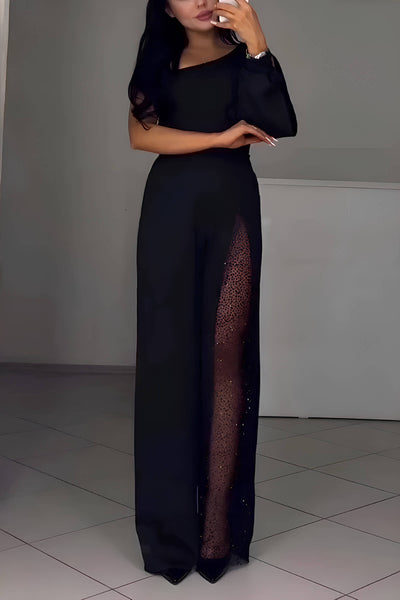 Artemis | Jumpsuit elegant cu un umăr, detaliu strălucitor