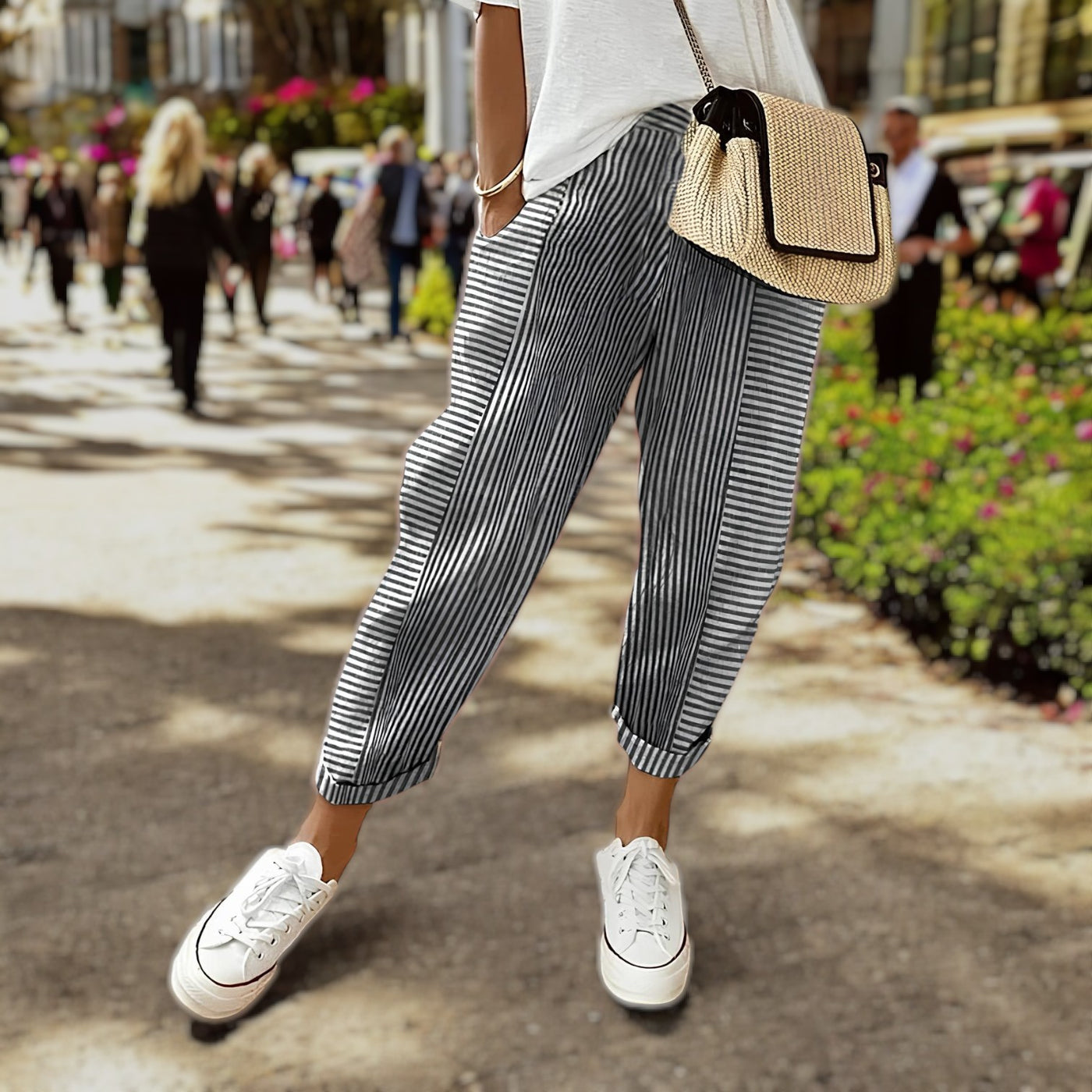 Felicia | Pantalon en lin rayé