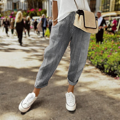 Felicia | Pantalon en lin rayé